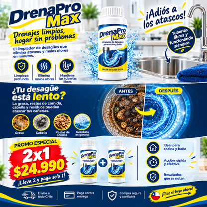 DRENAPRO MAX -quieres mantener tus desagües libres y limpios.