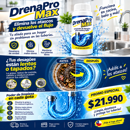 DRENAPRO MAX -quieres mantener tus desagües libres y limpios.